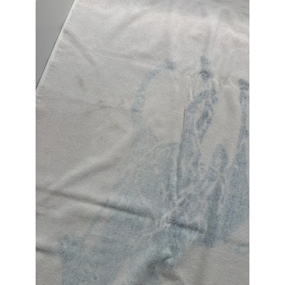Vintage Ralph Lauren Polo Beach Towel White Blue Red Big Pony Logo 66x33 Cotton